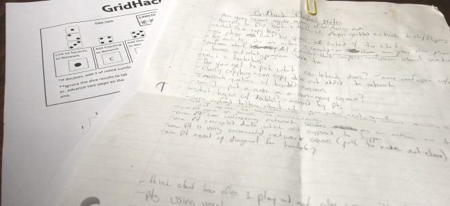 Notes from a recent playtest.