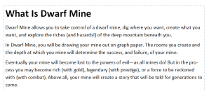 Explanation of the game Dwarf Mine.