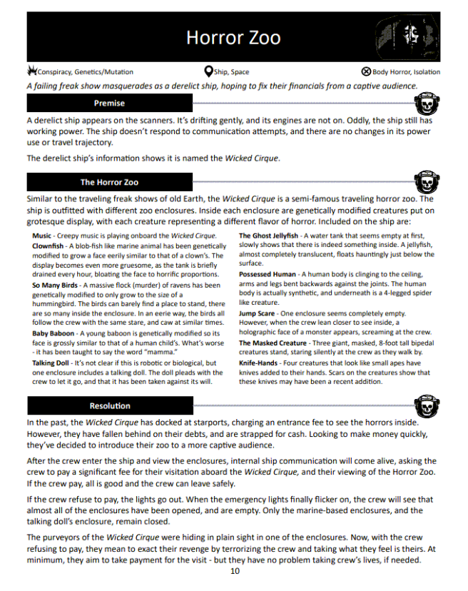 Horror Zoo - Grim Space Scenario