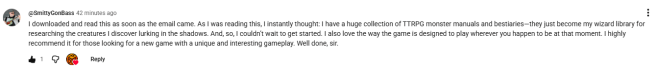 Spellbook Accolades - Youtube Comment 1